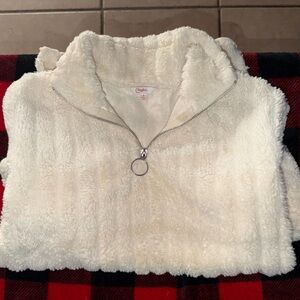 Candie's Cream Sherpa Half-Zip Hoodie